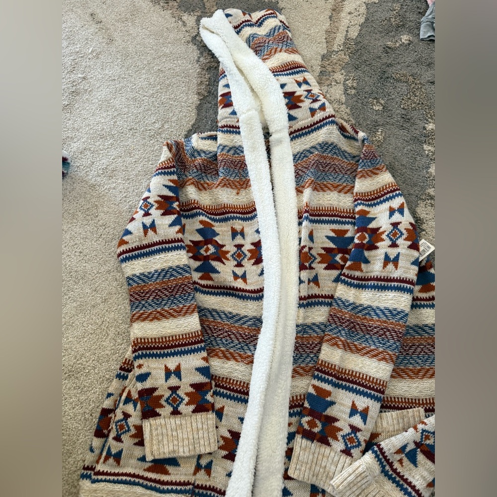 No Boundaries Tribal Pattern Hooded Cardigan